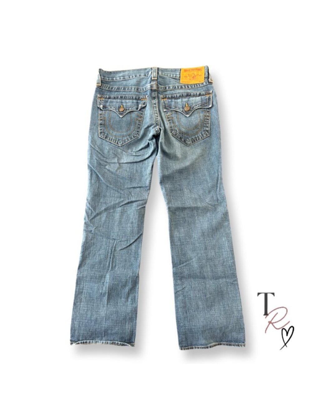 True Religion Men's Y2K Ricky Straight Flap Pocket Jeans Medium Wash Size 34
